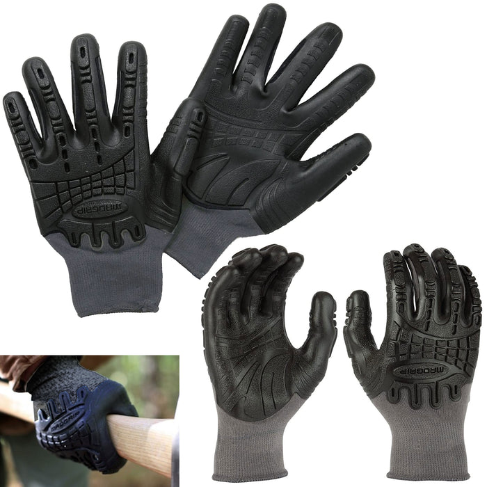 2 Pairs Impact Resistant Work Gloves Coated Vibration Protection Safety Grip XXL