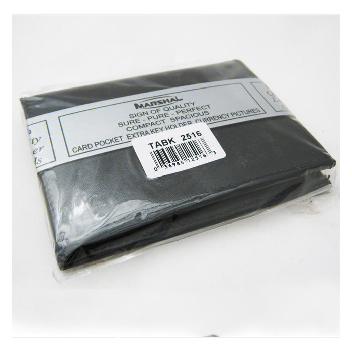 Law Enforcement Wallet Black Genuine Leather Tri-Fold Badge Holder Hidden Police