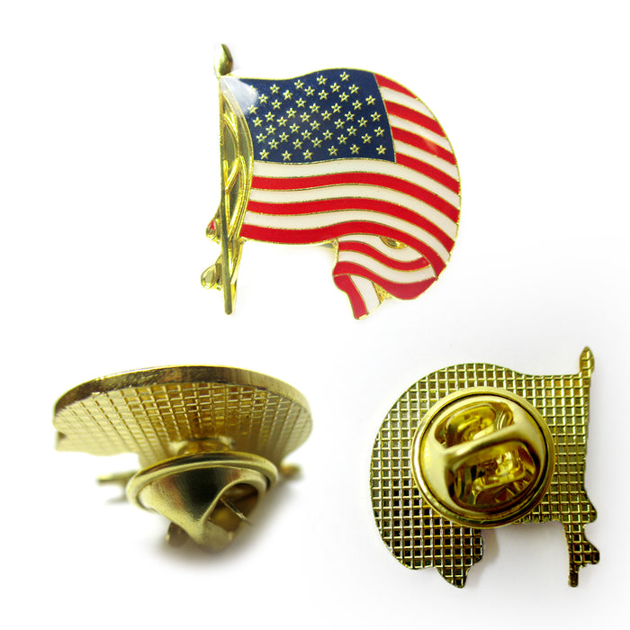 5 Gold American Flag USA Lapel Pin Tie Tack United States Patriotic Badge Brooch