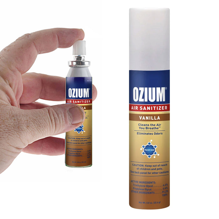 1 Ozium Air Sanitizer Vanilla Scent Freshener Clean Aroma Odor Eliminator 0.08oz