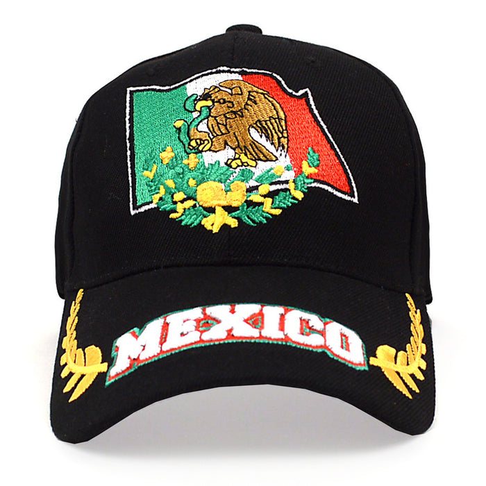 1 Mexico Black 3D Embroidered Baseball Cap Fitted Hat Dad Men Women Mexican Flag
