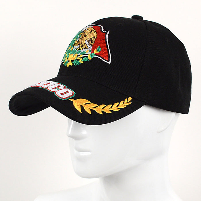 2 Pc Mexico Baseball Cap Black 3D Embroidered Mexican Flag Fitted Hat Dad Unisex