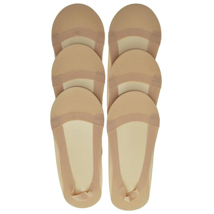 3 Pair Women No Show Cotton Socks Thin Cut Boat Liner Hidden Non Slip Beige 9-11