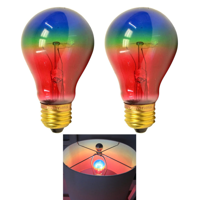 2 Pc Rainbow Party Light Bulbs 40w 120v Ambient Color Lighting Lamp Decorative