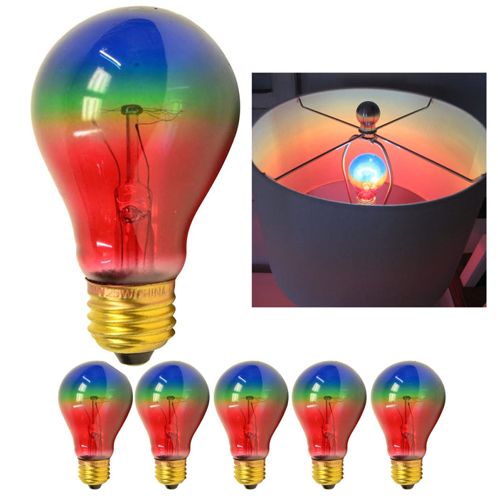 6 Pc Rainbow Light Bulbs Multicolor 40w 120v Lighting Lamp Ambient Party Decor