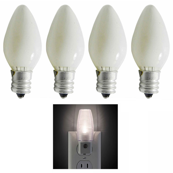 4 Pc White 4 Watt Night Light Bulbs 120V Candelabra Lamp 4W Replacement Lighting