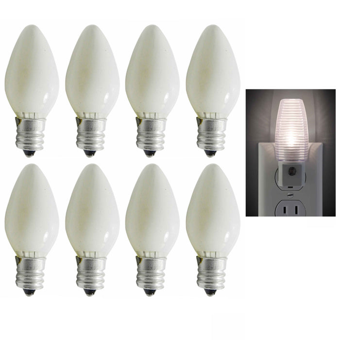 8 Pc White Night Light Bulbs 4 Watt 120V 50 Lumens Candelabra Base Lamp Lighting