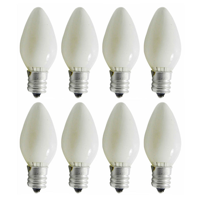 8 Pc White Night Light Bulbs 4 Watt 120V 50 Lumens Candelabra Base Lamp Lighting