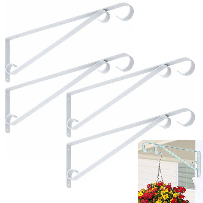 4 Pc Heavy Duty Plant Bracket Hanging Planter Garden Hangers Hooks w/ Screws 15"