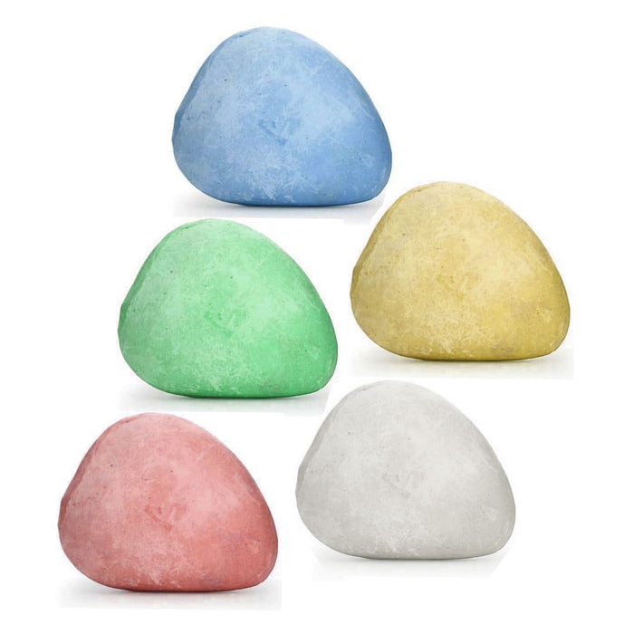5 Pc Rock Shaped Chalk Pebbles Washable Sidewalk Playground Outdoor Non Toxic