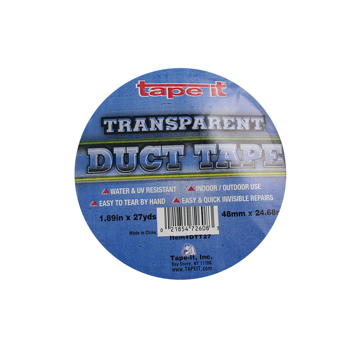 2 Rolls Transparent Duct Tape 1.89" x 27 Yard Weather Resistant Patching Sealing