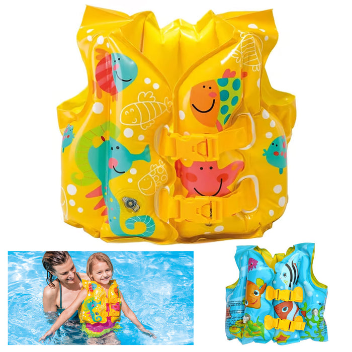 1 Swim Vest Float Inflatable Life Jacket Safe Kids Floaties Pool Beach Fun 16"