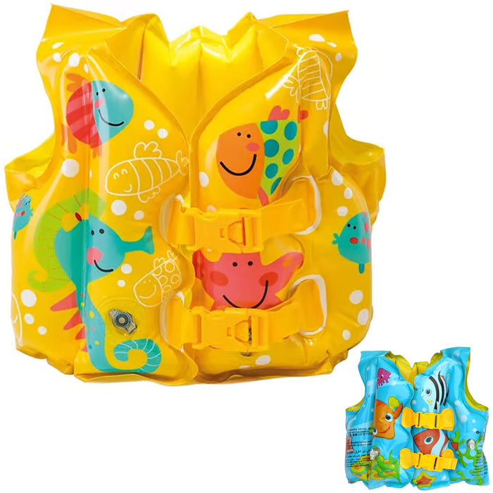 2 Kids Swim Vest Float Inflatable Life Jacket Safe Beach Pool Fun Floaties 16"