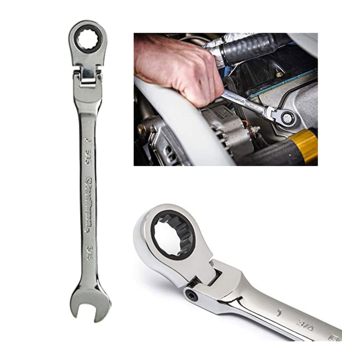 1 Pc Flex Head Ratcheting Wrench 5/16" Combination Flexible Ratchet Hand Tools