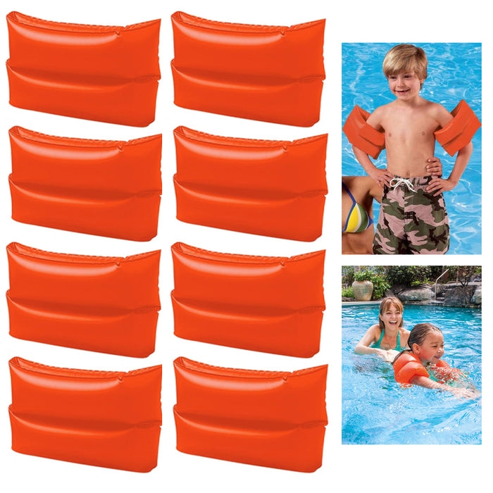 4 Pairs Floaties Arm Bands Float Inflatable Kid Swim Wings Pool Beach Fun Large