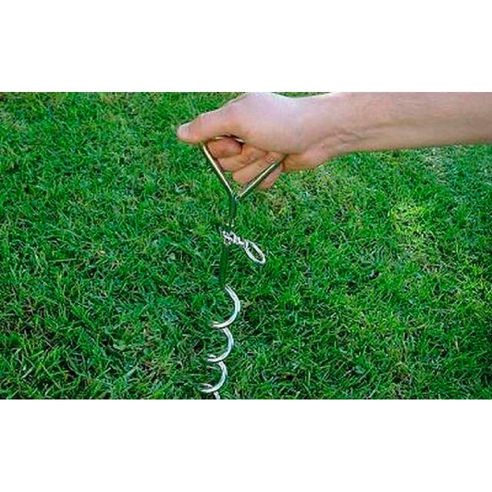 16" Chrome Heavy Duty Dog Tie Out Stake Spiral Metal Screw Yard Ground Spike NEW