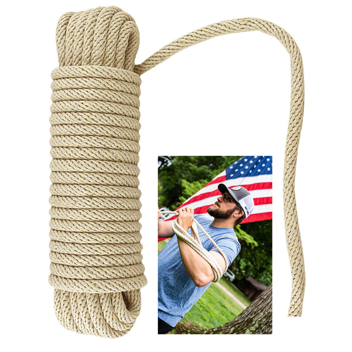 1 Pc 3/8" X 50' Cotton Rope Flagpole Heavy Duty Load Flag Line Boat Dock Twisted