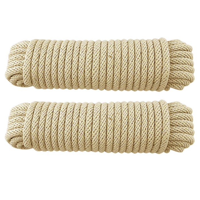 2 Pc Twisted Cotton Rope 3/8" X 50' Flagpole Heavy Duty Load Flag Line Boat Dock