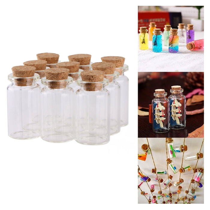64 Pc Small Mini Clear Glass Bottles Cork Lids 1.57" Vial Containers Tiny Jars