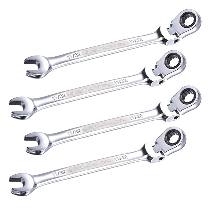 4 Ratcheting Combination Wrench 11/32" Flex Head Flexible Ratchet Box End Tools