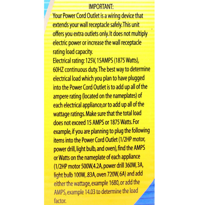 Power Strip Surge Protector 6 Outlet UL Listed 18" Cord Strip Home Office AC-125