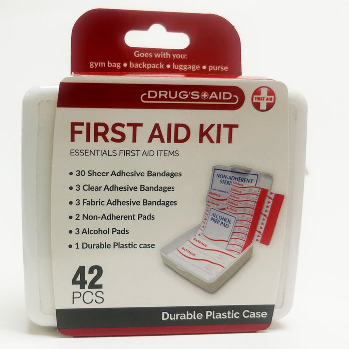 First Aid Kit 42pc Small All Purpose Emergency Med Kit Home Work Travel Camp Box