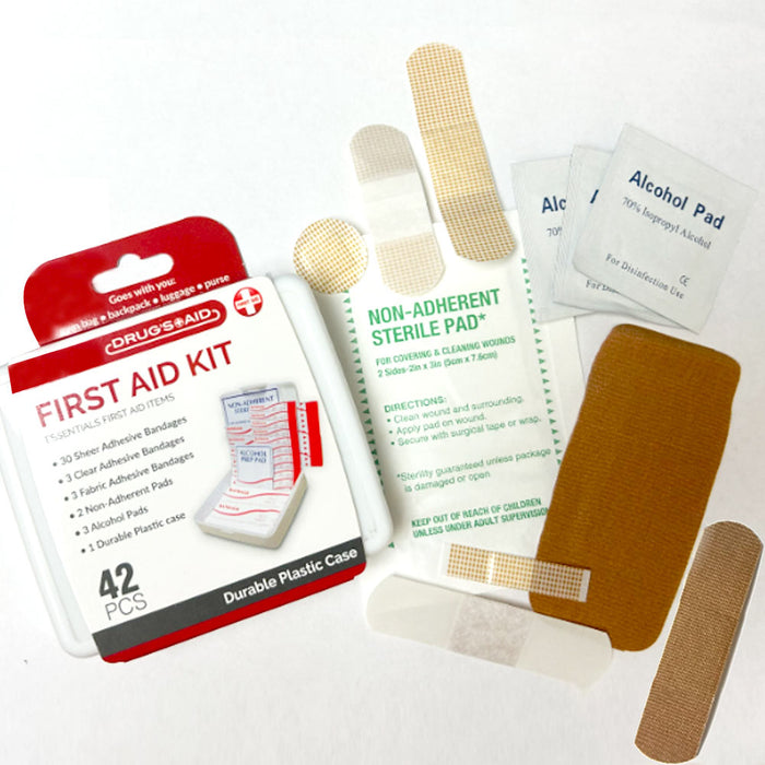 First Aid Kit 42pc Small All Purpose Emergency Med Kit Home Work Travel Camp Box