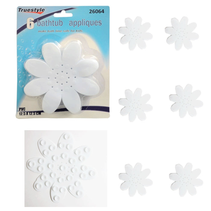 12 Bathtub Decals Non Slip Flower White Stickers Tread Suction Safety Tub Shower
