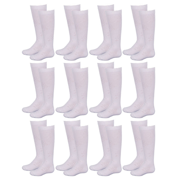 12 Pairs Knee High Socks Girls School Uniform Kid Athletic Tube White Size S 2-3