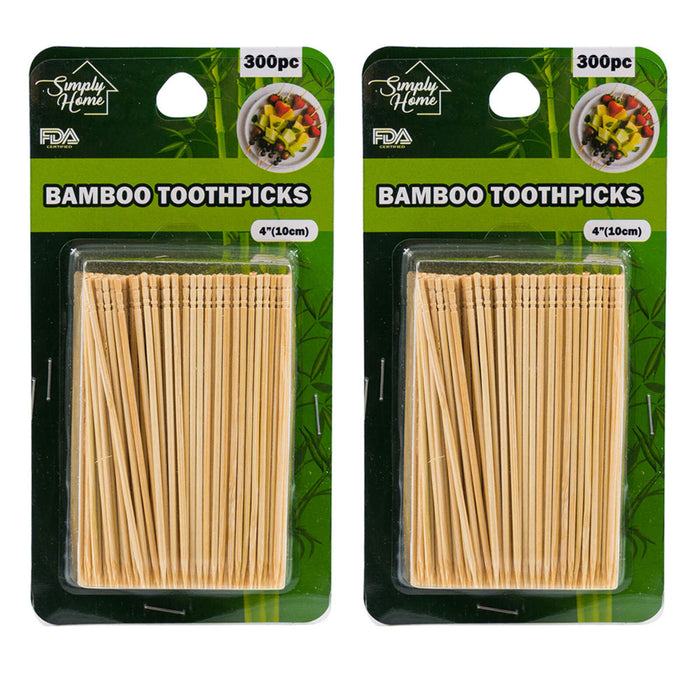 600 Ct Natural Bamboo Toothpicks 4" Picks Serving Food Party Cocktail Appetizer