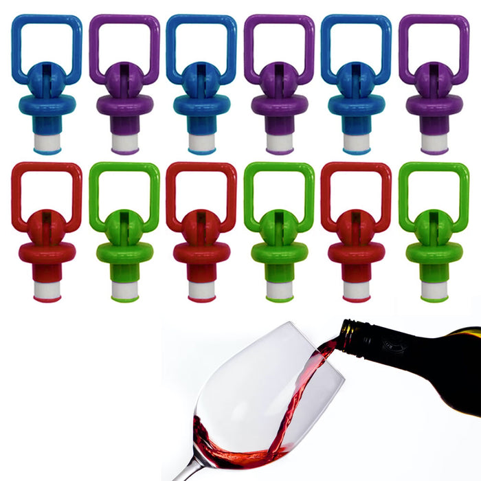 12 Pc Wine Bottle Stopper Vacuum Sealer Cork Saver Silicone Plug Champagne Beer