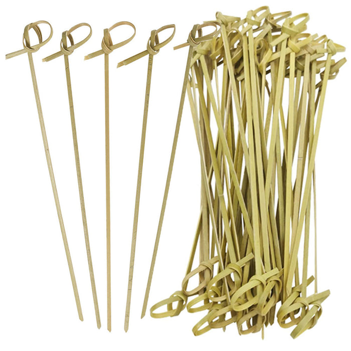 100 Ct Natural Bamboo Knot Picks 7" Wooden Skewer Food Party Cocktail Appetizer