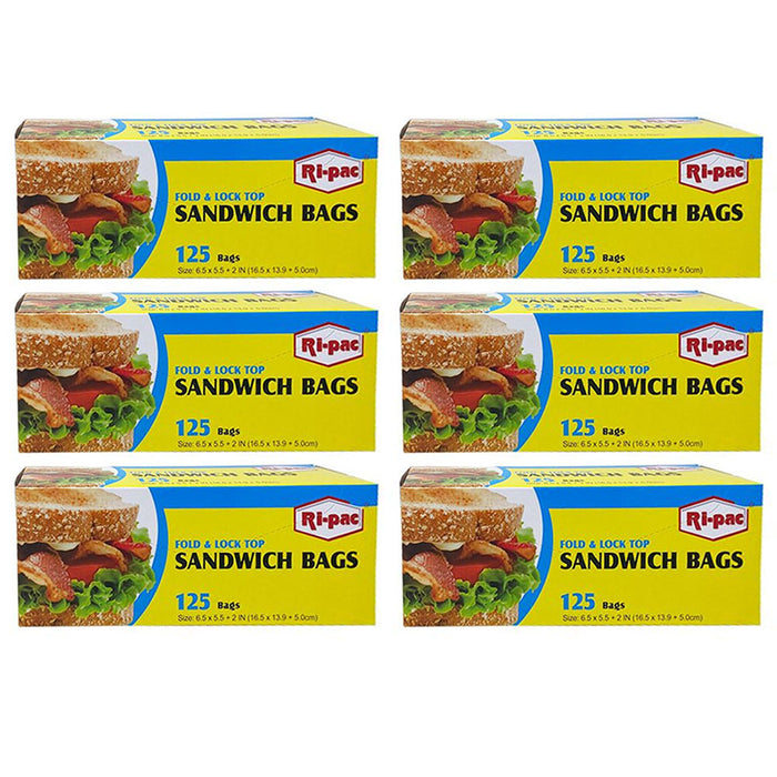 750ct Bulk Fold Top Sandwich Bags Disposable Plastic Lunch Baggies Storage Clear