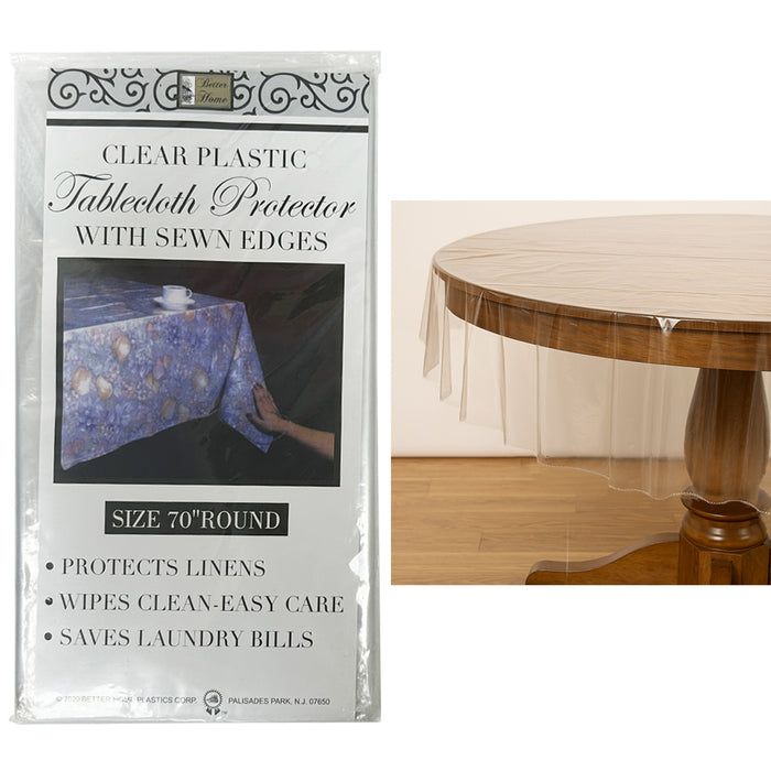 Tablecloth Protector Crystal Clear Durable Fit 70" Table Cover Parties Everyday