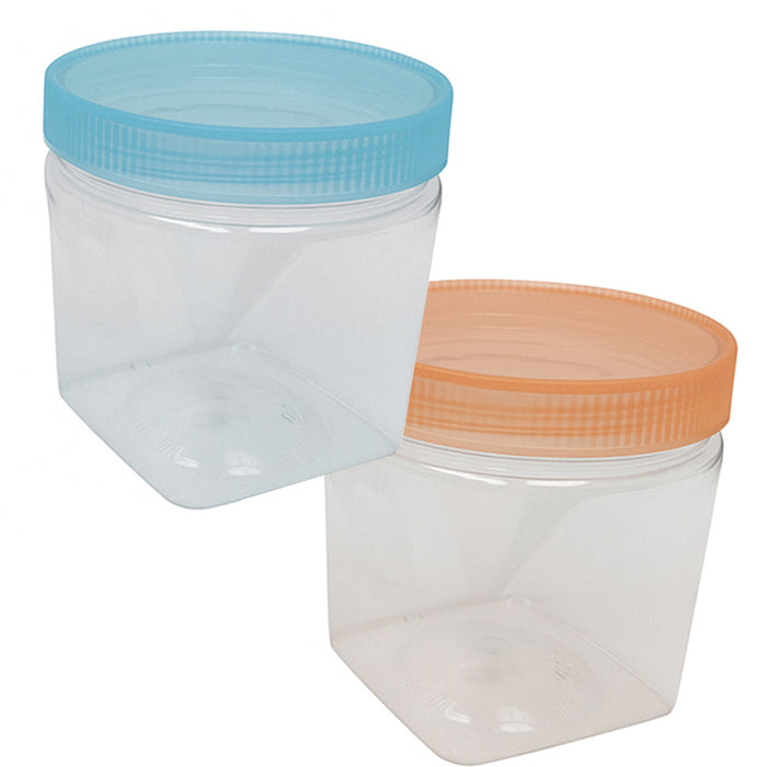 2 Pack Plastic Jars Containers w/ Lid Food Storage Kitchen Dry Food Snack 13.5oz