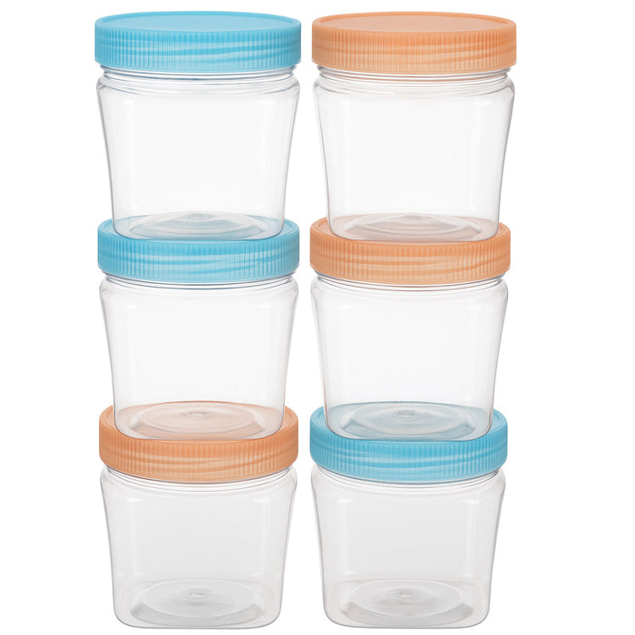6pk BPA-Free 400ml Food Storage Jars Bulk Clear Plastic Pantry Containers Lids