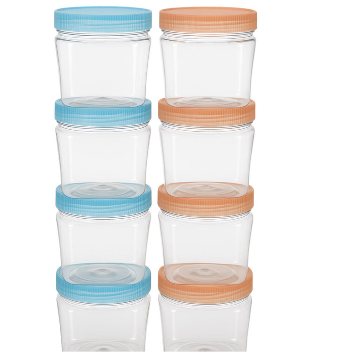 8pk BPA Free 400ml Food Storage Jars Clear Plastic Containers Lids Bulk Pantry