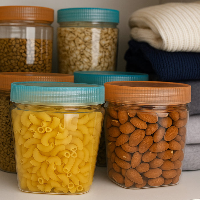 8pk BPA Free 400ml Food Storage Jars Clear Plastic Containers Lids Bulk Pantry