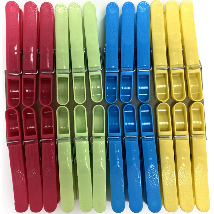 24 Heavy Duty Plastic Clothes Pins Color Clothespins Laundry Clips Hang Clothing