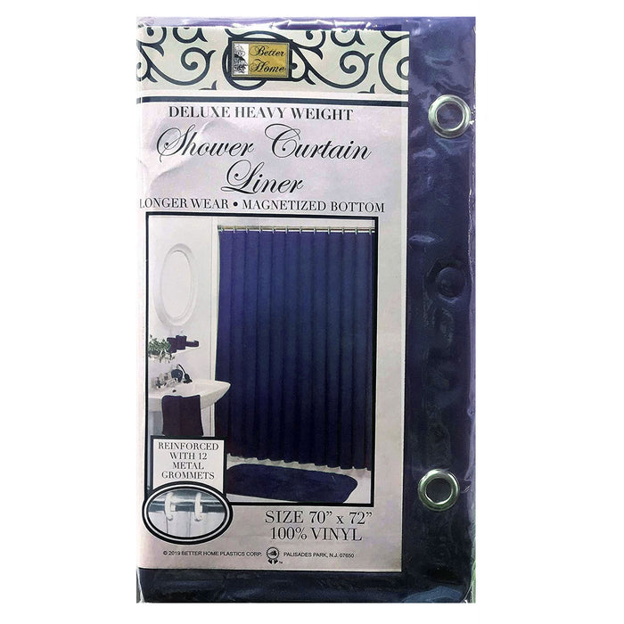 1 Heavy Duty Navy Blue Magnetized Shower Curtain Liner Vinyl Waterproof 70"X72"
