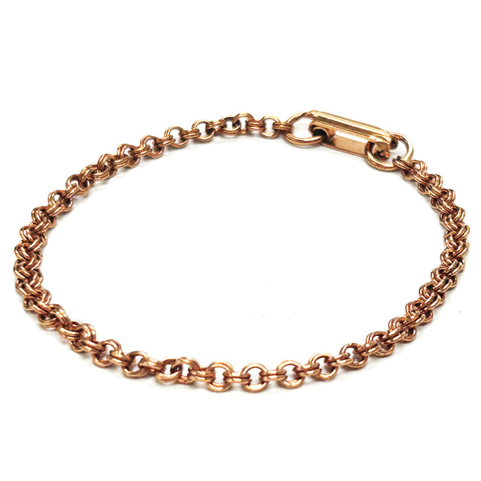 Womens Thin Solid Chain Bracelet 99.9% Pure Copper Dainty Jewelry Clasp Closure
