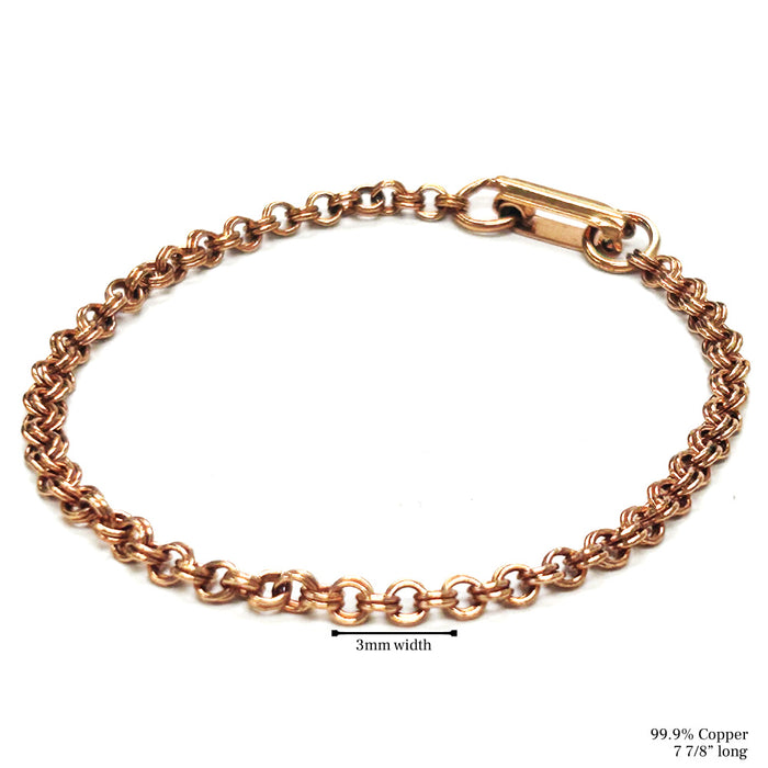 Womens Thin Solid Chain Bracelet 99.9% Pure Copper Dainty Jewelry Clasp Closure