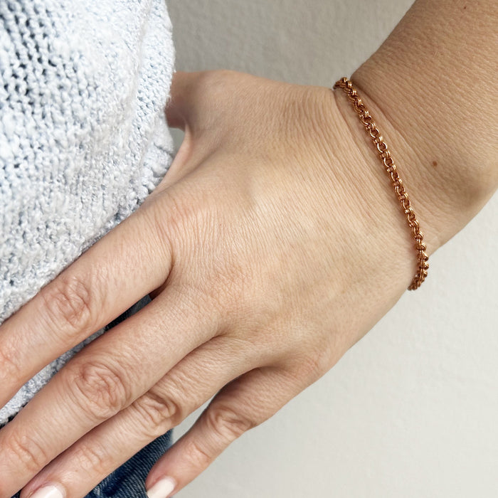 Womens Thin Solid Chain Bracelet 99.9% Pure Copper Dainty Jewelry Clasp Closure