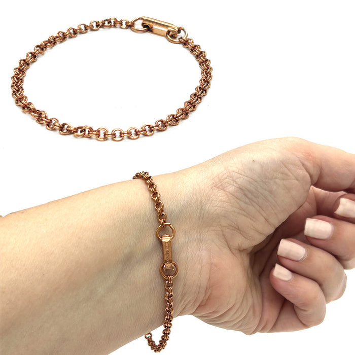 Womens Thin Solid Chain Bracelet 99.9% Pure Copper Dainty Jewelry Clasp Closure