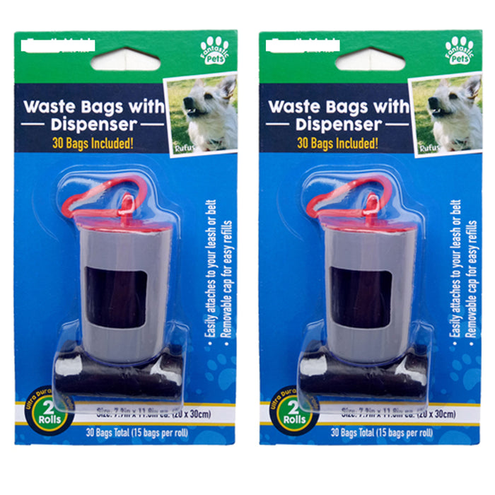 2 Dog Poop Bags Pet Waste Dispenser Holder Clip Carabiner Attach To Leash Refill
