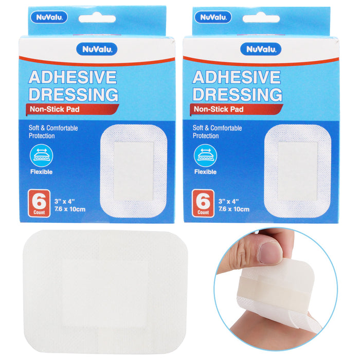 12 Large Adhesive Bandages Sterile Flexible 3"X4" Pads First Aid Wound Dressing