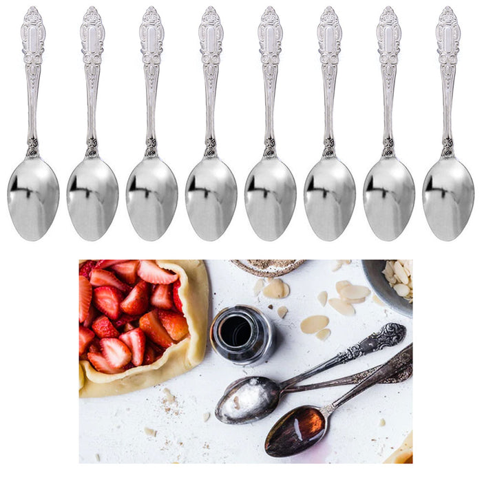 8 Pc Dinner Spoons Set Silverware Cutlery Stainless Steel Flatware Soup Utensils