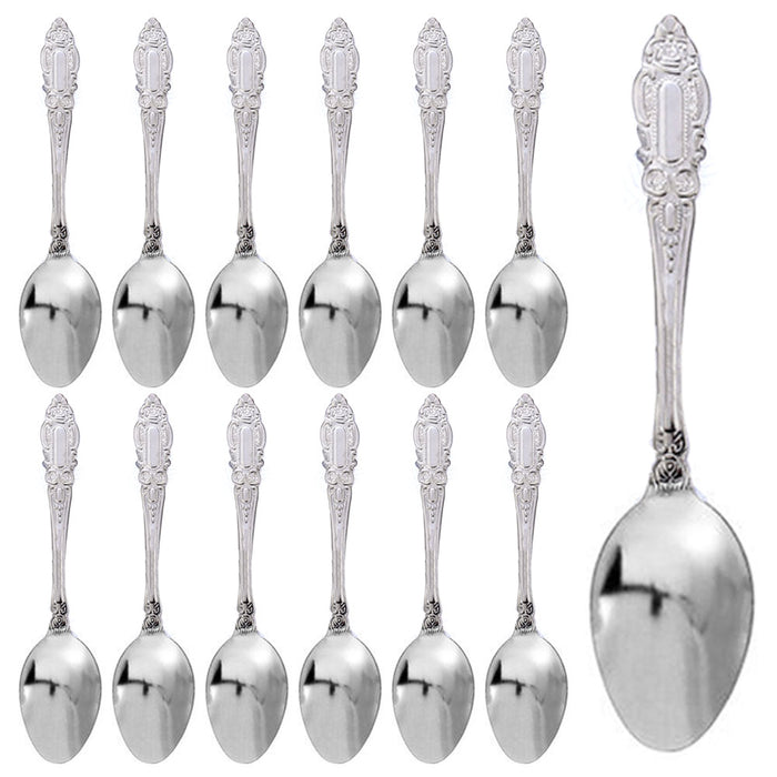 12 Pc Polished Dinner Spoons Silverware Cutlery Stainless Steel Flatware Utensil