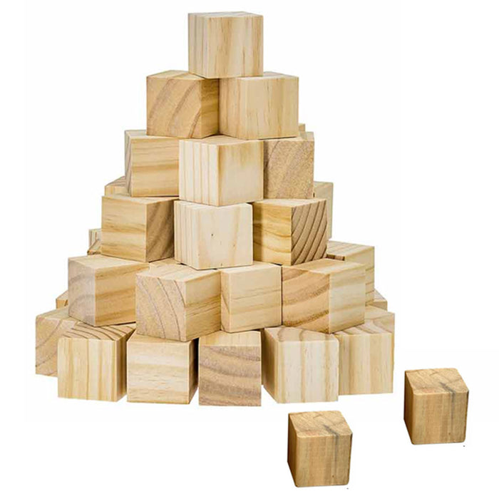 108 Pc Wooden Cubes Square Craft Blocks Unfinished Hardwood Natural Wood 1.25"