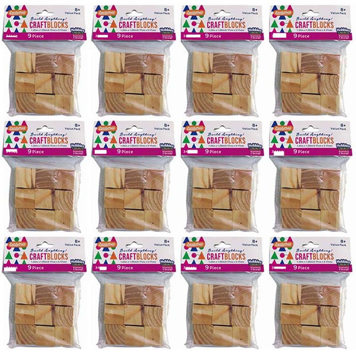 108 Pc Wooden Cubes Square Craft Blocks Unfinished Hardwood Natural Wood 1.25"